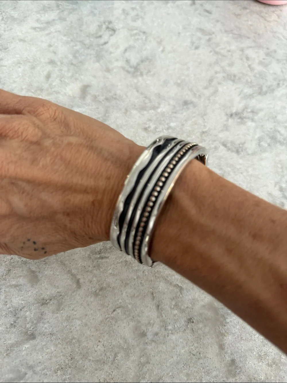Silver-Tone women cuff Multi-Texture Bracelet